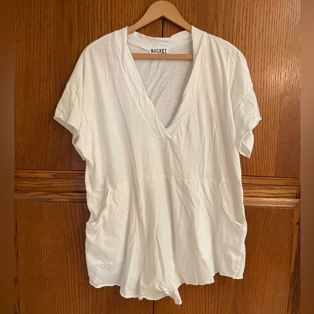 Bucket List Loose White Short Romper Coverup
